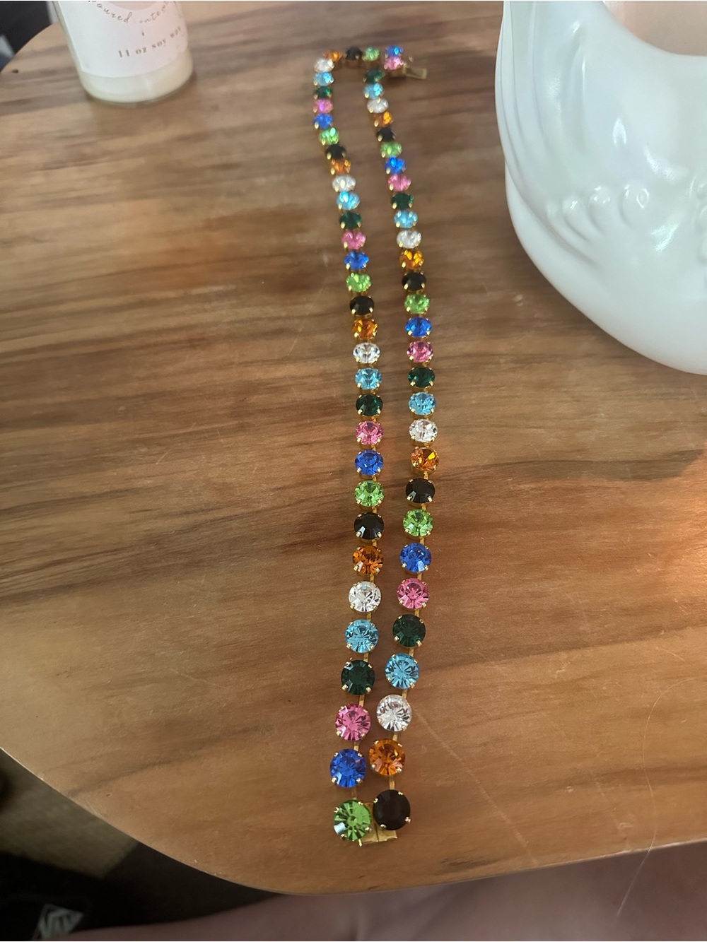 Swarovski Multicolor Crystal Tennis Necklace in Gold 15” or open 30” - Picture 4 of 7